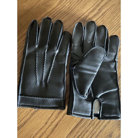 Doubled-breasted Black Long‎ Black Overcoat 44R By Evan Picone with Gloves (L) - Picture 7 of 8